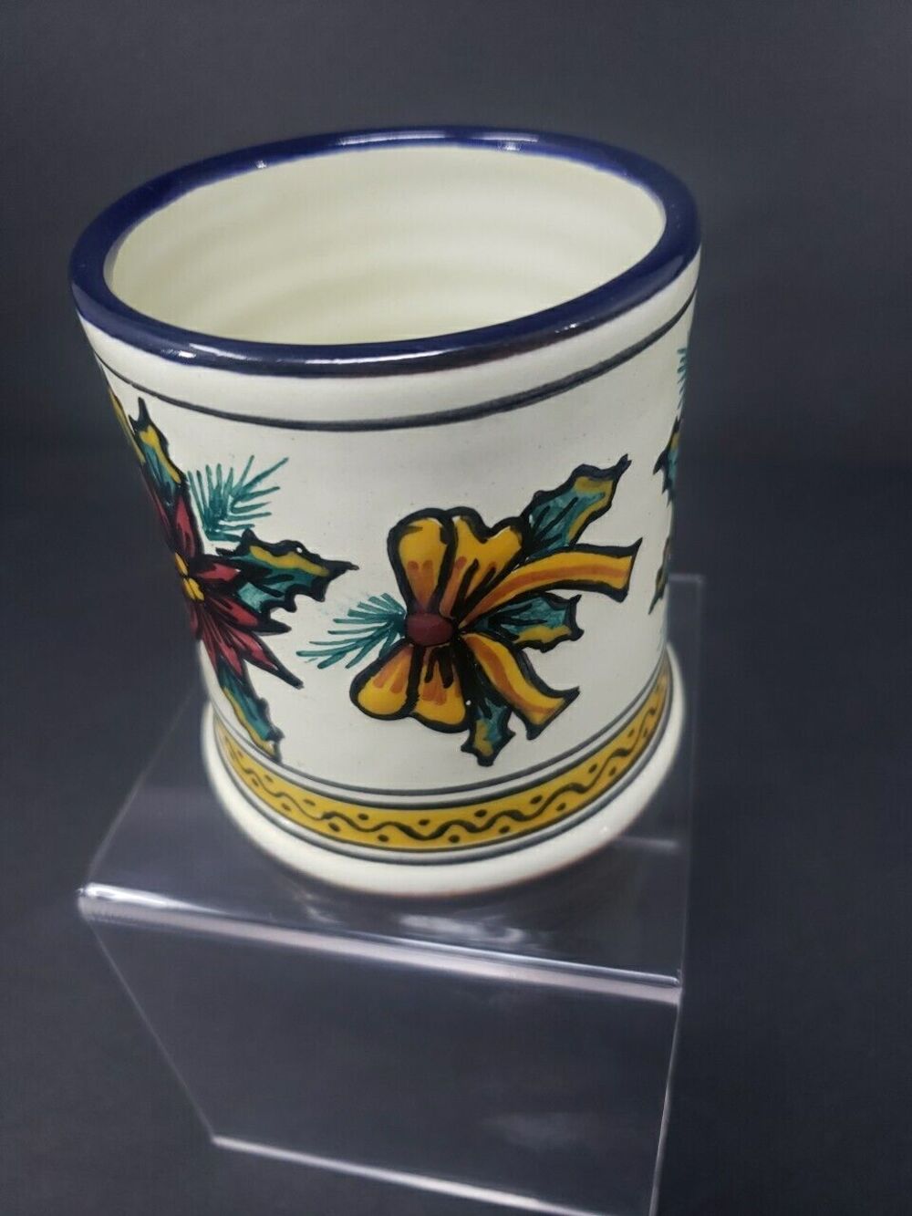 Talavera Pottery Coffee Mug Puebla Mexico Poinsettia Christmas Hand Painted - Picture 6 of 15
